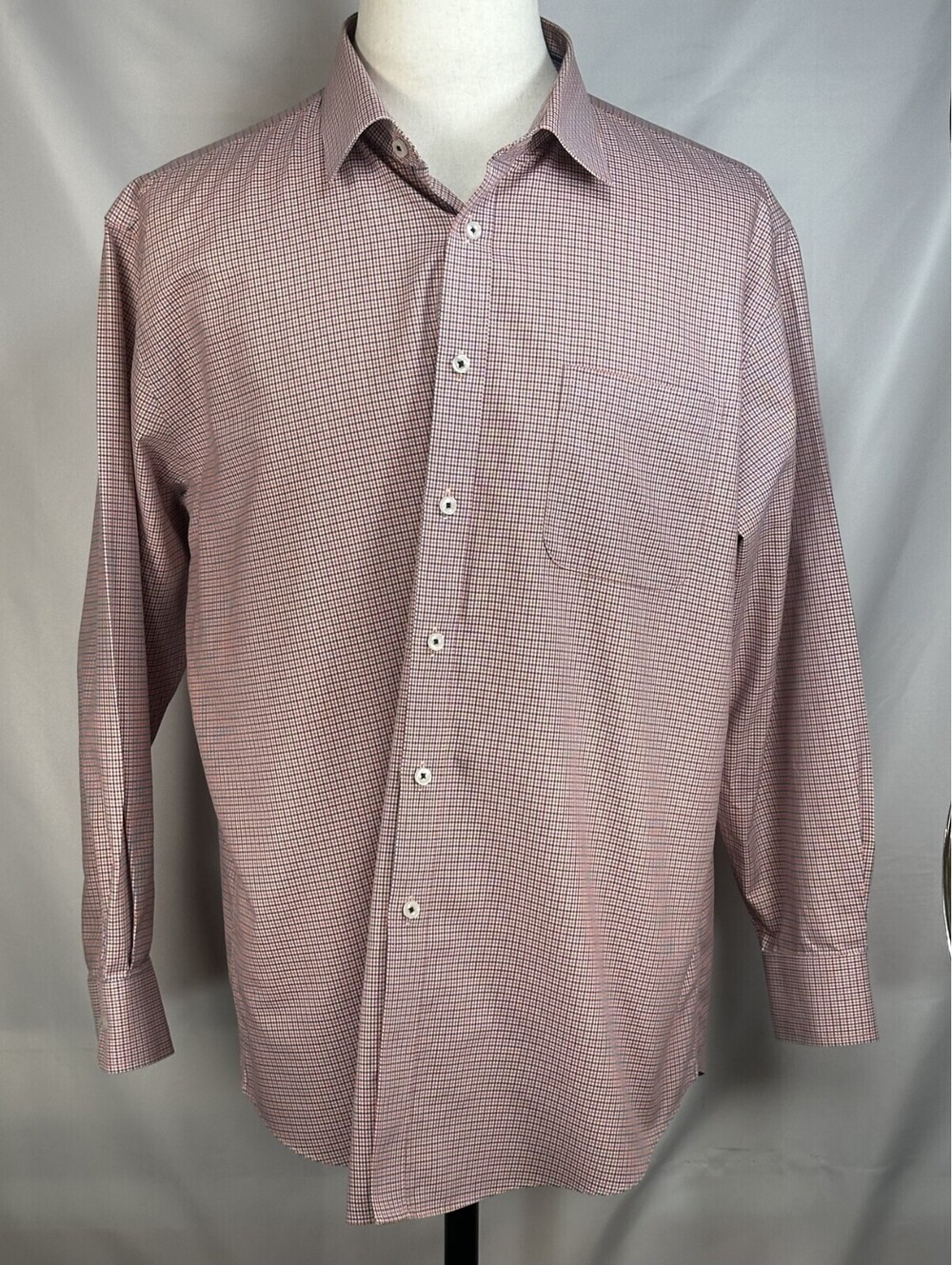 Neiman Marcus 2-Ply Wrinkle Free Trim Check Button Up Men XL